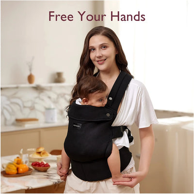 Canguru Ergonômico Momcozy 3-20Kg Preto - Almofada de apoio de pescoço dobrável